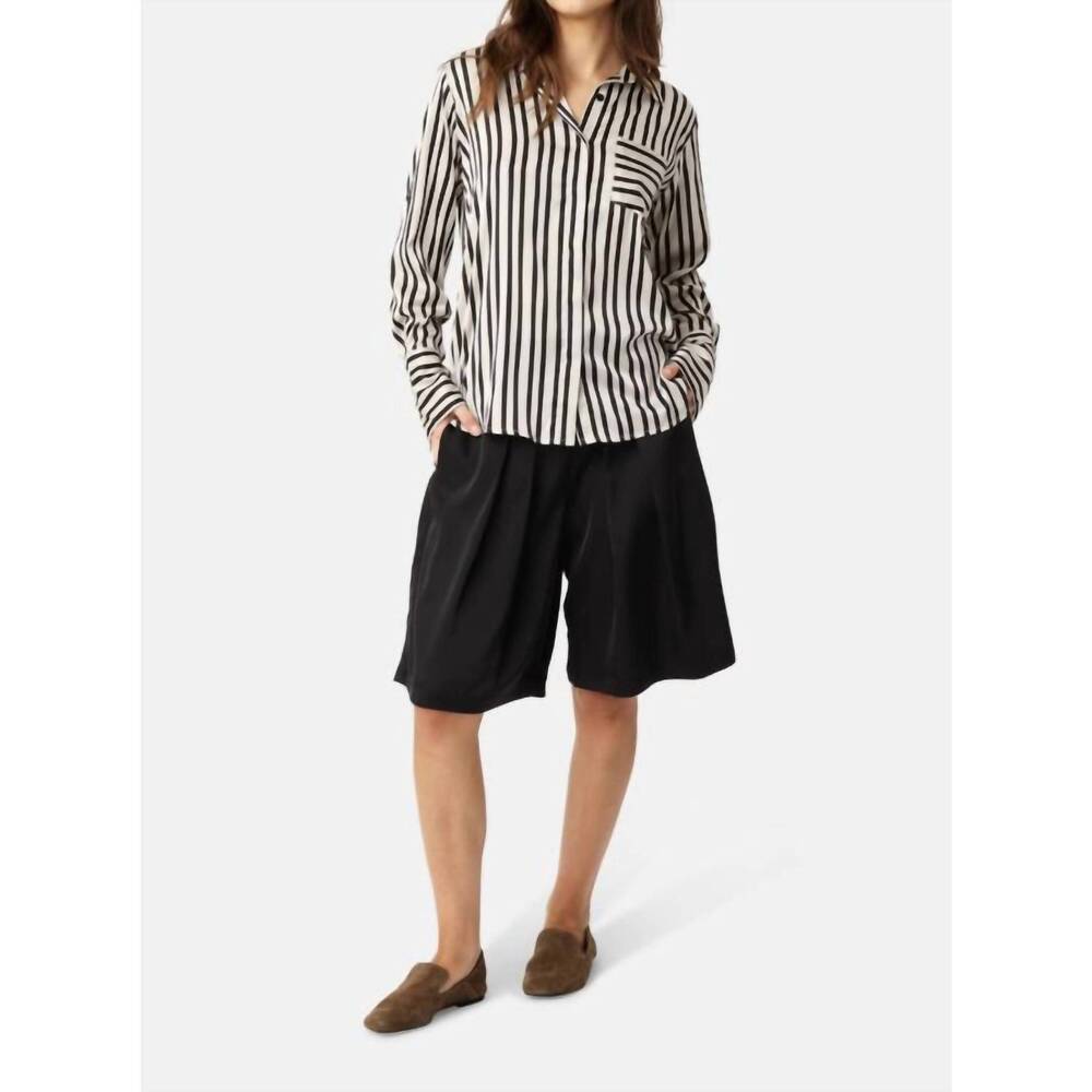 NEW KARMAMIA mason collared shirt in black stripe